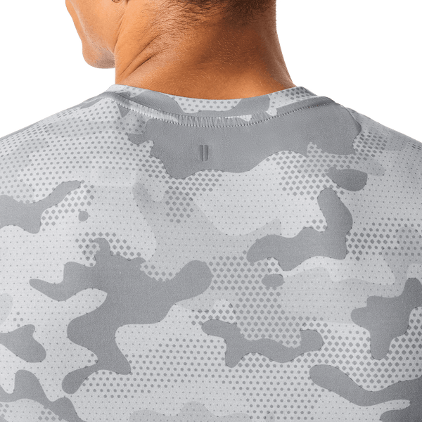 Men's Light Gray Camo NOBULL Tee Back Detail Angle.
