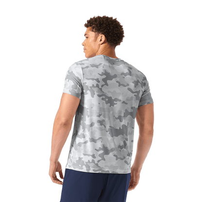 Men's Light Gray Camo NOBULL Tee Back Waist Up Angle.