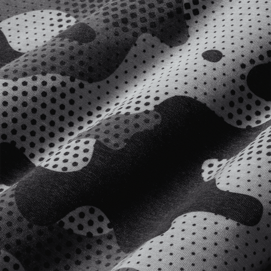 Dark Gray Camo Macro Fabric Detail Angle.