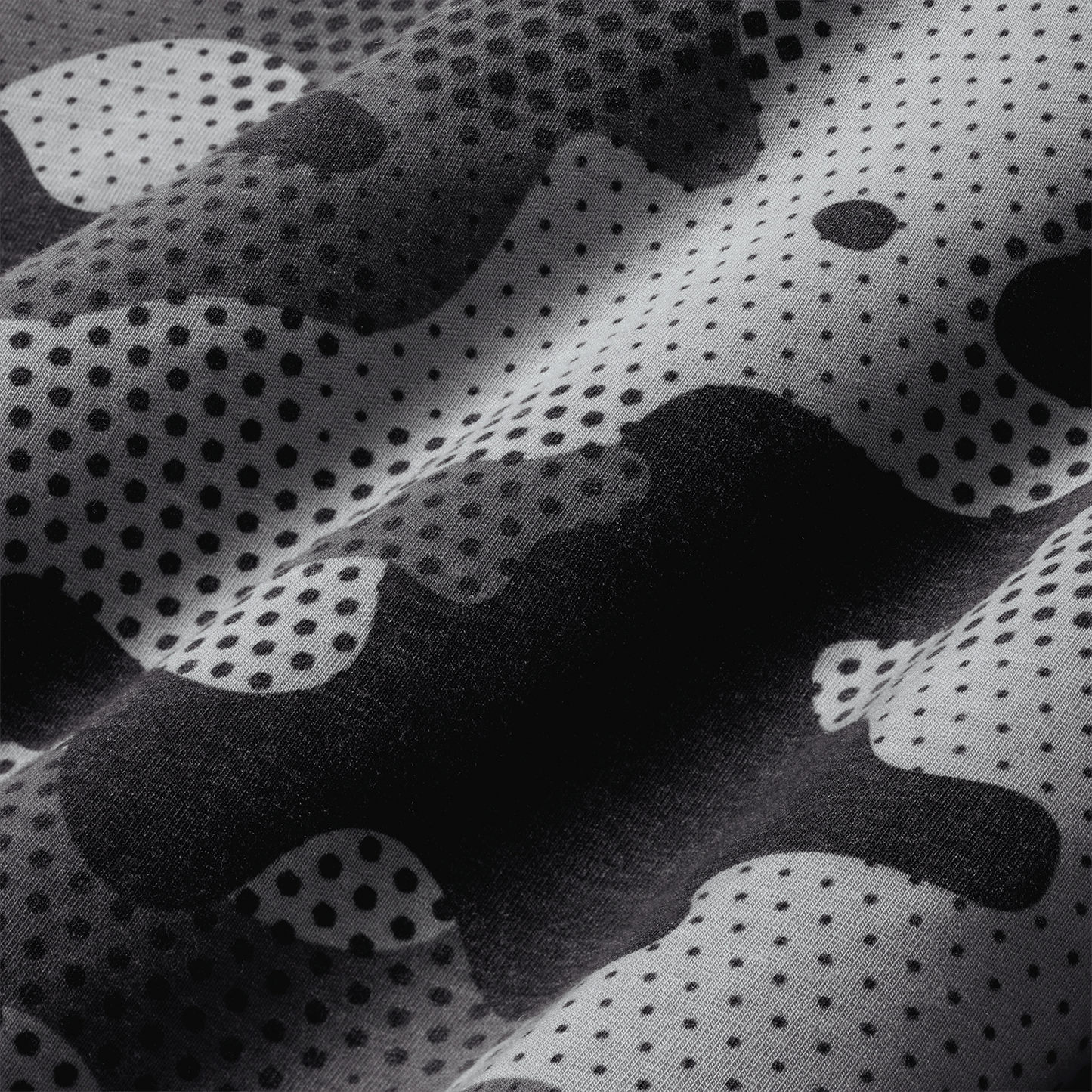 Dark Gray Camo Macro Fabric Detail Angle.