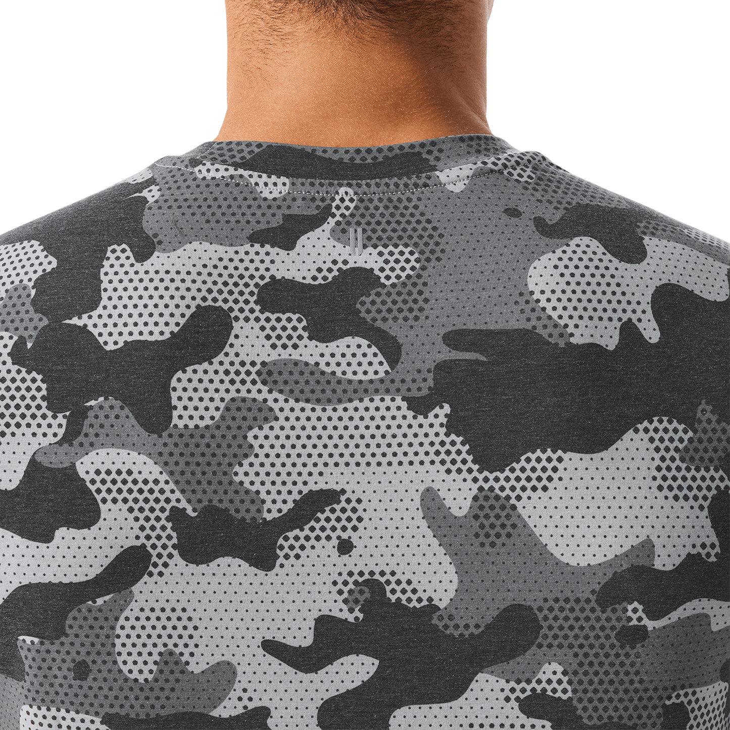 Men's Dark Gray Camo NOBULL Tee Back Detail Angle.