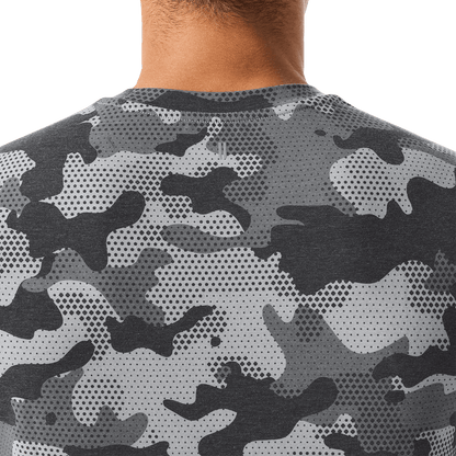 Men's Dark Gray Camo NOBULL Tee Back Detail Angle.