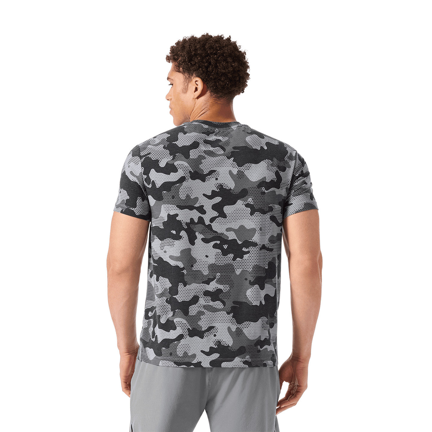 Men's Dark Gray Camo NOBULL Tee Back Waist Up Angle.