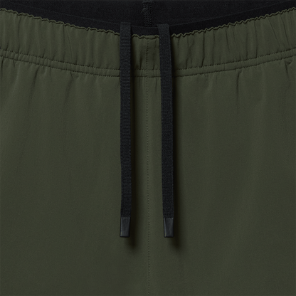 Men's NOBULL Training Short 6" (Lined) Dark Army Drawstring Macro Fabric Detail Angle.