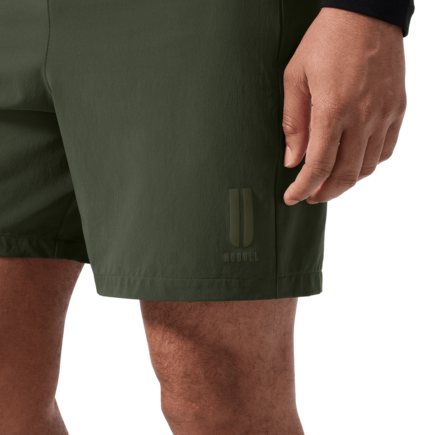 Men's NOBULL Training Short 6" (Lined) Dark Army U Logo Detail Angle.