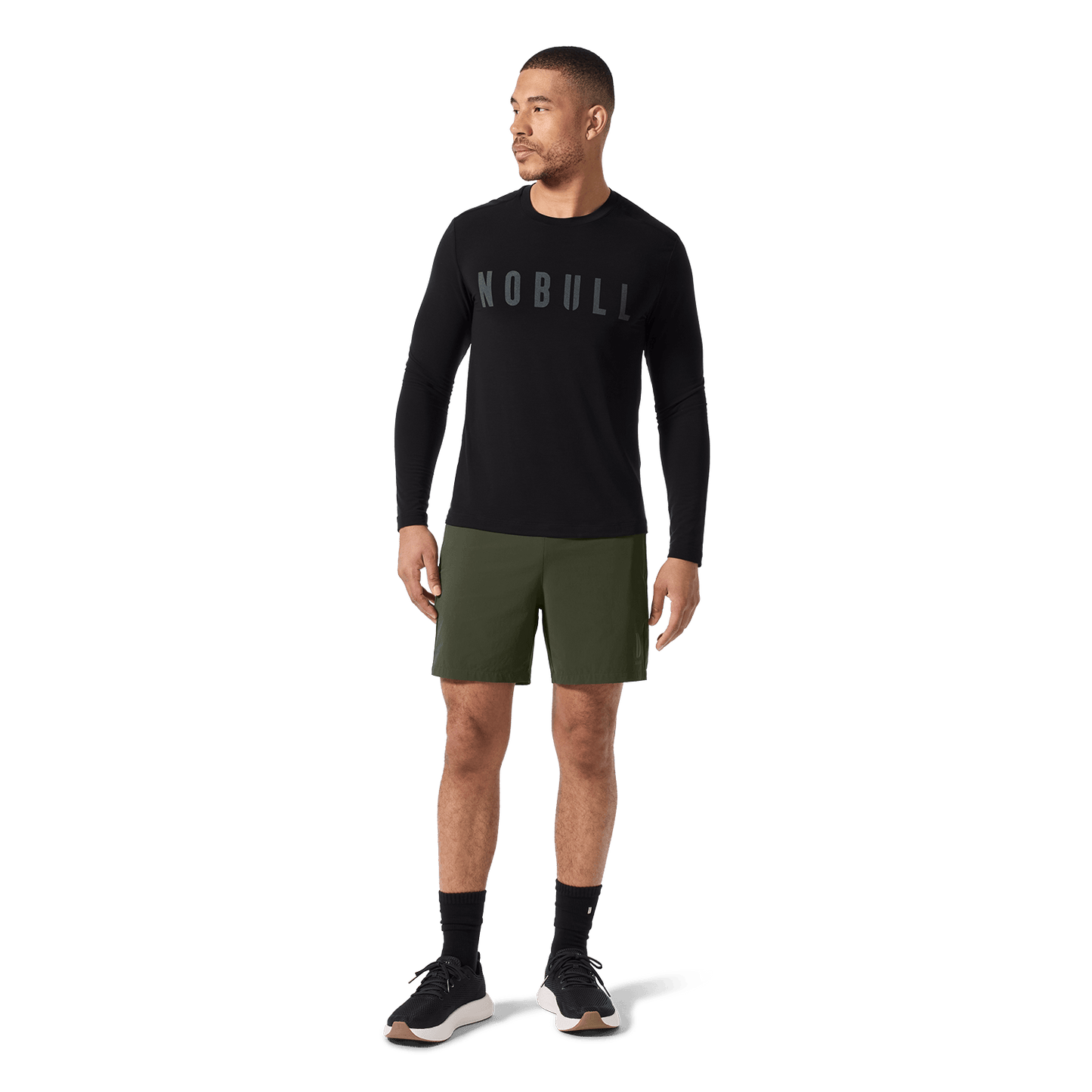 Men's Dark Army NOBULL Training Short 6" (Unlined) Front On Body Angle.