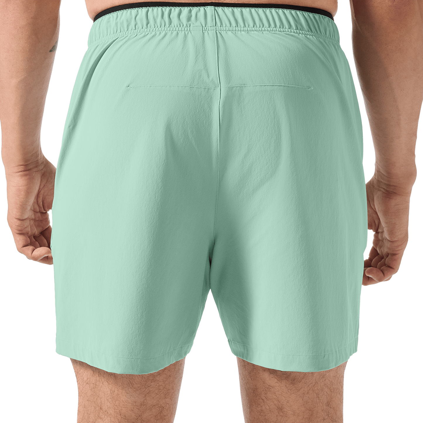Men's Iceberg Green NOBULL Training Short 6" (Unlined) Back Lower Body Angle.