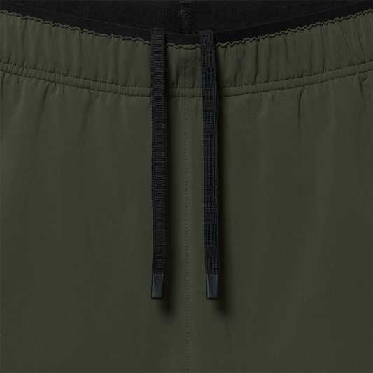 Men's Dark Army NOBULL Training Short 8" (Unlined) Drawstring Macro Fabric Detail Angle.