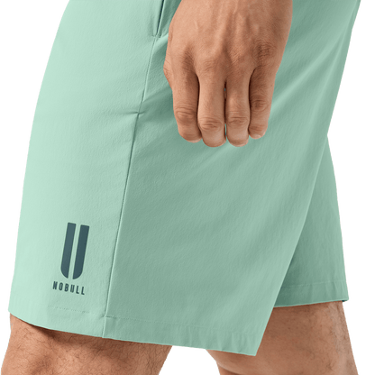 Men's Iceberg Green NOBULL Training Short 8" (Unlined) U Logo Detail Angle.