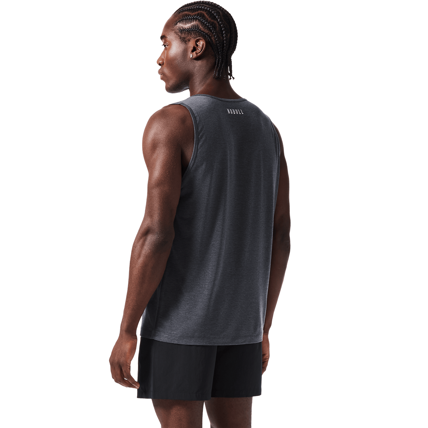 Men's Charcoal Heather NOBULL U Tank Back Angle.