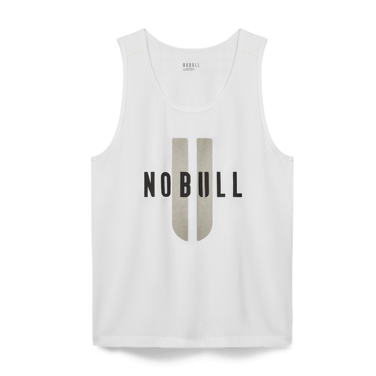 Men's White NOBULL U Tank Flat Lay Angle.