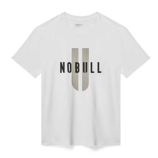
                        Men's White NOBULL U Tee Flat Lay Angle.
                      