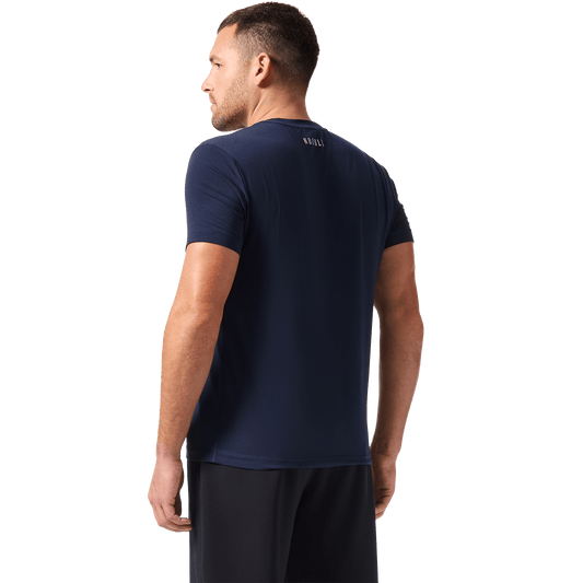 Men's Night Navy NOBULL U Tee Flat Back Angle.