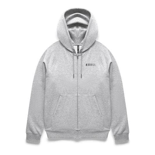 Men's Grey Heather NOBULL Zip-Up Jacket Flat Lay Angle.