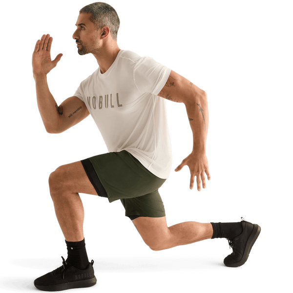 Men's Dark Army NOBULL Rep Short 6" (Lined) Action Shot Angle.