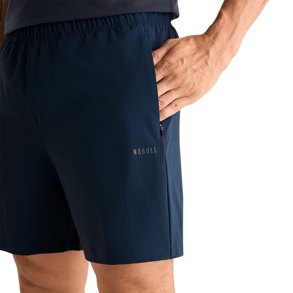Men's Night Navy NOBULL Rep Short 6" (Unlined) Pocket Detail Angle.