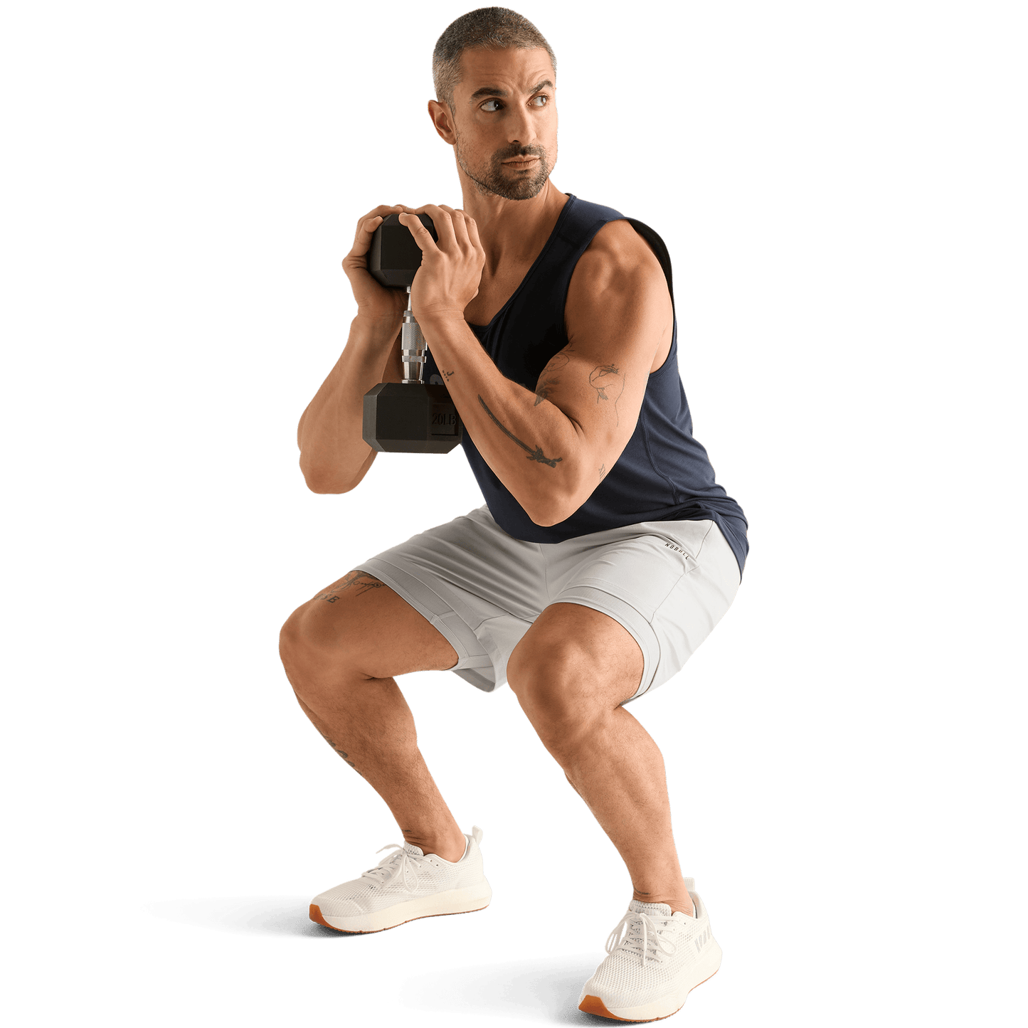 Men's Light Grey NOBULL Rep Short (Lined) 6" Action Shot Angle.