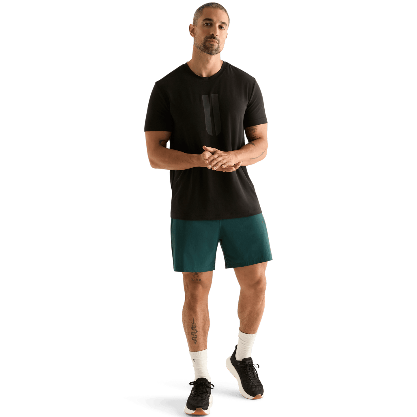 Men's Dark Ivy NOBULL Rep Short 6" (Lined) Front Full Body Angle.