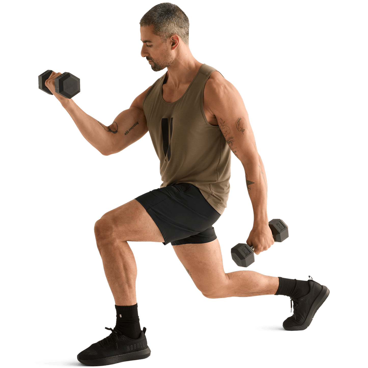 Men's Black NOBULL Rep Short 6" Unlined Short Action Shot Angle.