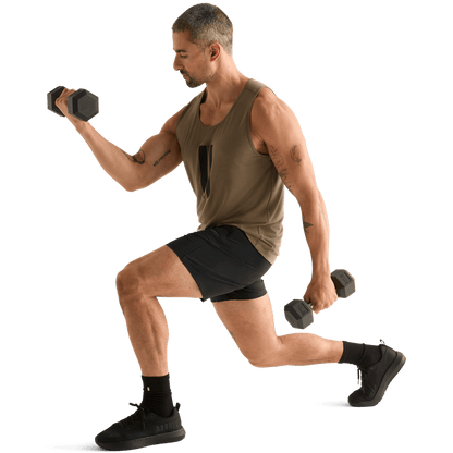 Men's Black NOBULL Rep Short 6" Unlined Short Action Shot Angle.