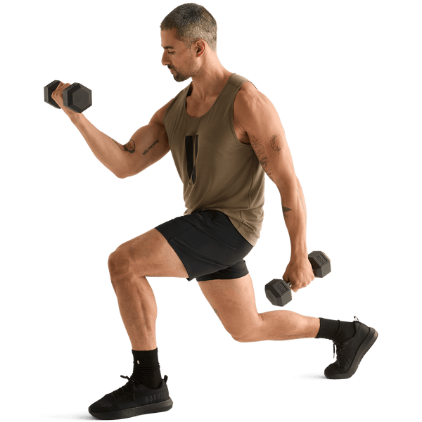 Men's Black NOBULL Rep Short 6" Unlined Short Action Shot Angle.