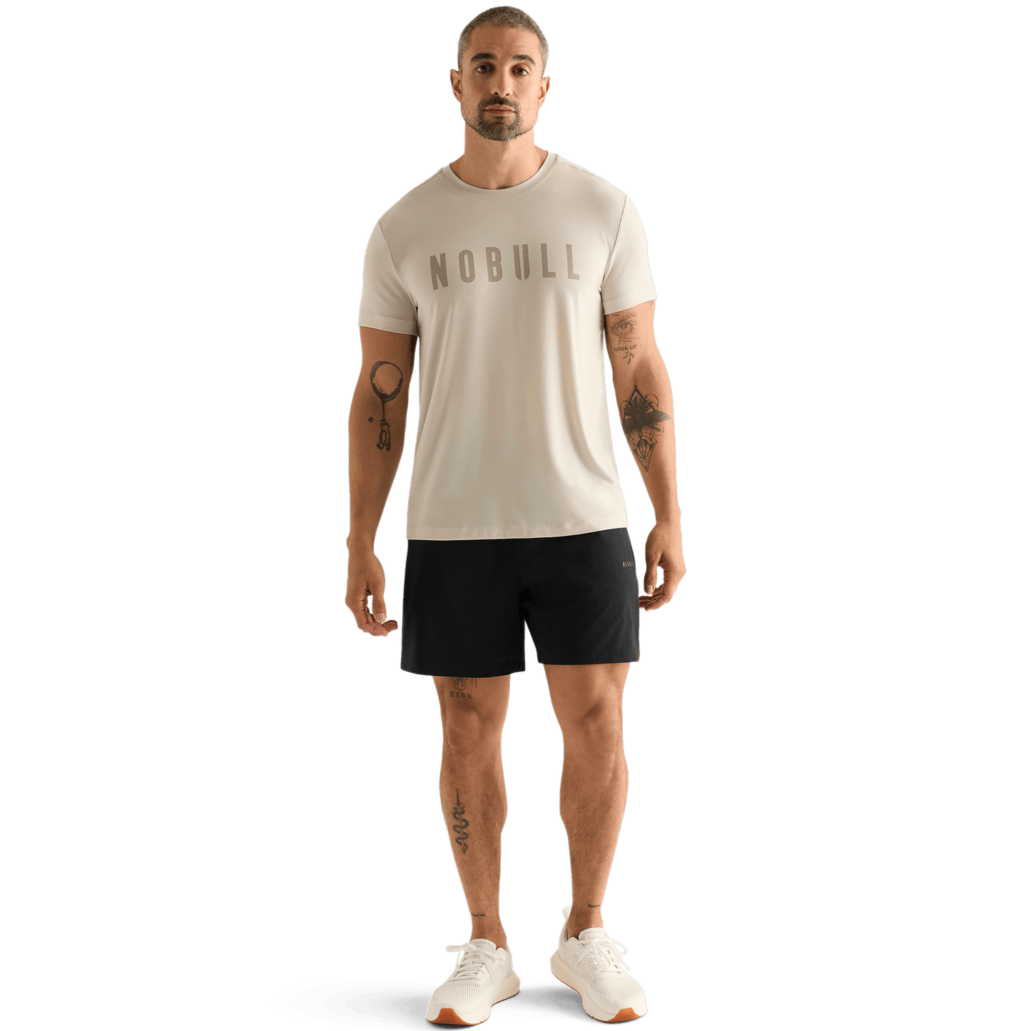 Men's Black NOBULL Rep Short 6" Unlined Short Front Full Body Angle.