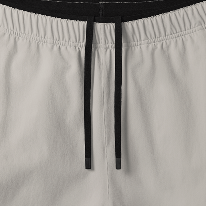 Men's Light Grey NOBULL Rep Short (Lined) 6" Drawstring Detail Angle.