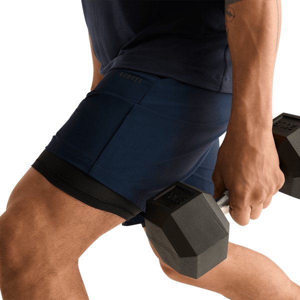 Men's Night Navy NOBULL Rep Short 6" Action Shot Angle.