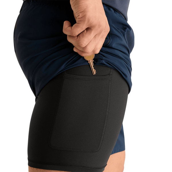 Men's Night Navy NOBULL Rep Short 6" Pocket Liner Angle.