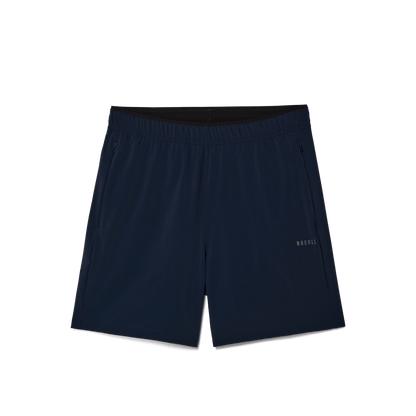 Men's Night Navy NOBULL Rep Short 6" Flat Lay Angle.