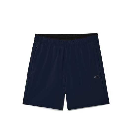 Men's Night Navy NOBULL Rep Short 6" Flat Lay Angle.