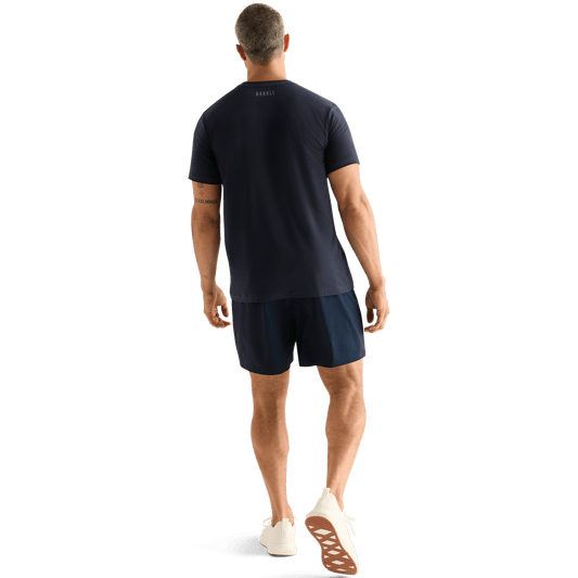 Men's Night Navy NOBULL Rep Short 6" Back Full Body Angle.