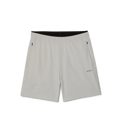 Men's Light Grey NOBULL Rep Short 6" (Unlined) Flat Lay Angle.