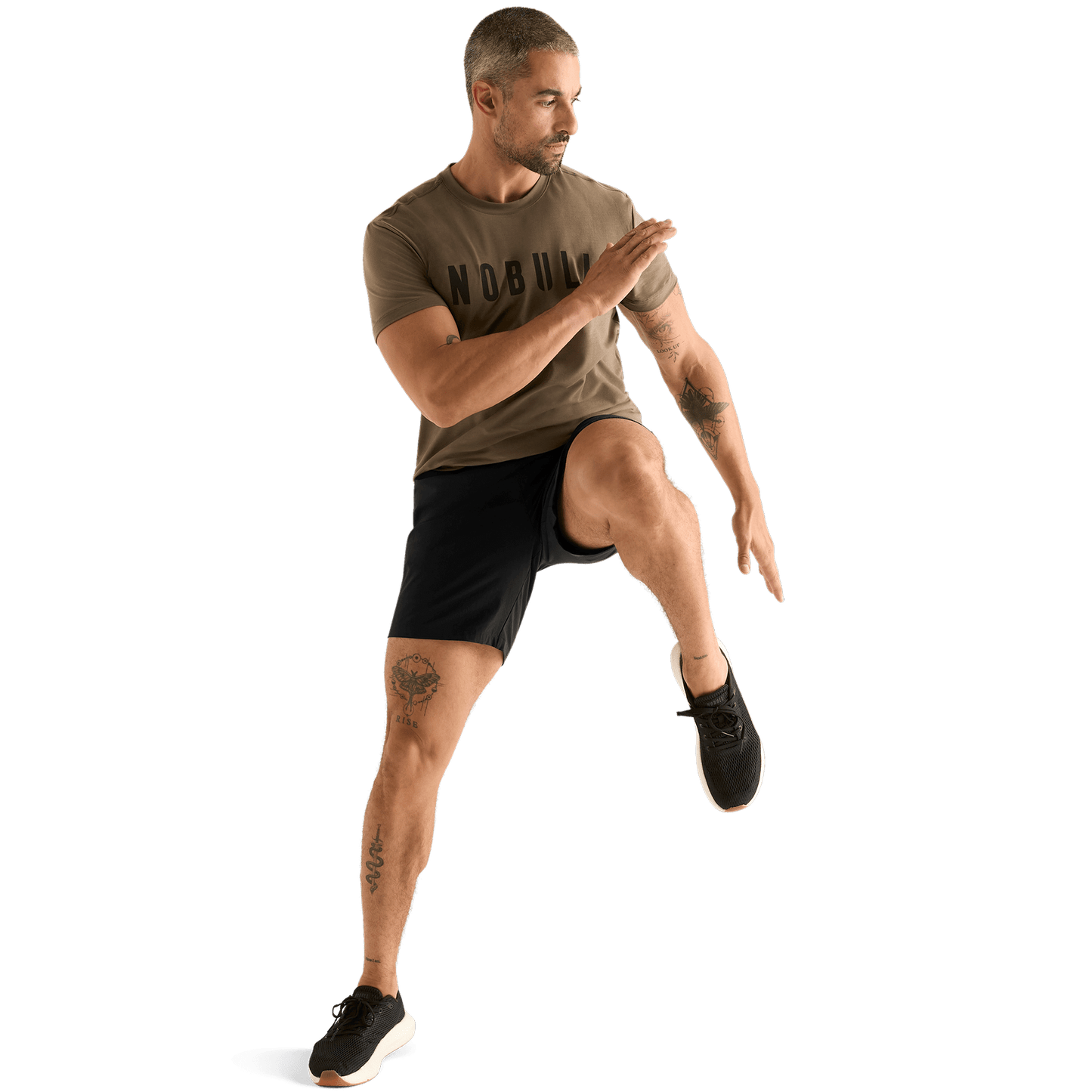 Men's Black NOBULL Rep Short 6" Action Shot Angle.