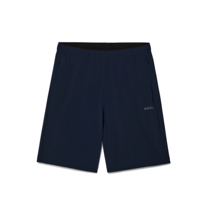 Men's NOBULL Night Navy Rep Short 8" Flat Lay Angle.