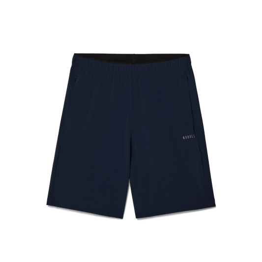 Men's NOBULL Night Navy Rep Short 8" Flat Lay Angle.