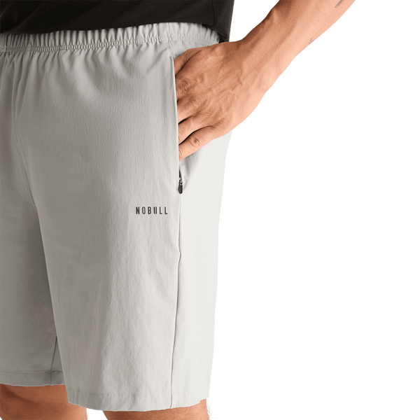Men's Light Grey NOBULL Rep Short 8" Pocket Detail Angle