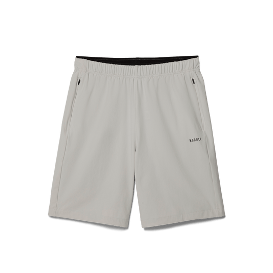 Men's Light Grey NOBULL Rep Short 8" Flat Lay Angle.