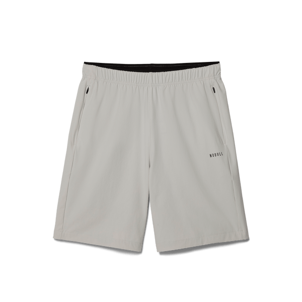 Men's Light Grey NOBULL Rep Short 8" Flat Lay Angle.