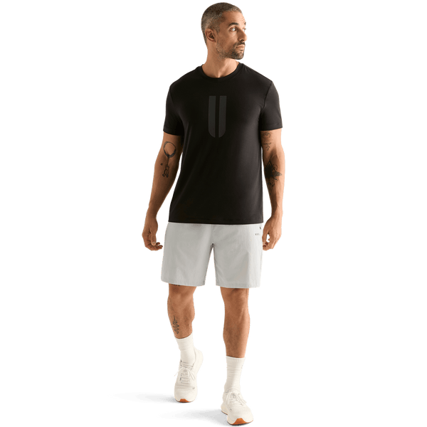Men's Light Grey NOBULL Rep Short 8" Front Full Body Angle.