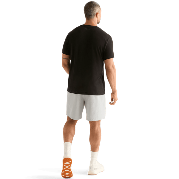 Men's Light Grey NOBULL Rep Short 8" Back Full Body Angle.