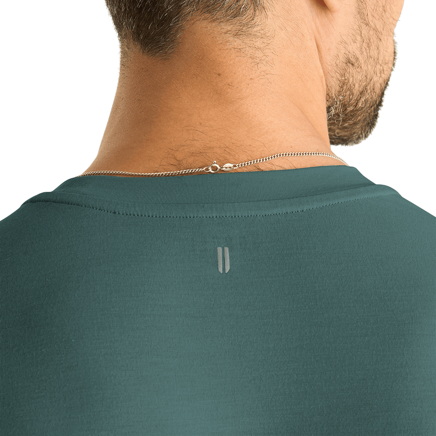 Men's Slver Pine Unbranded Tee Detail Angle.