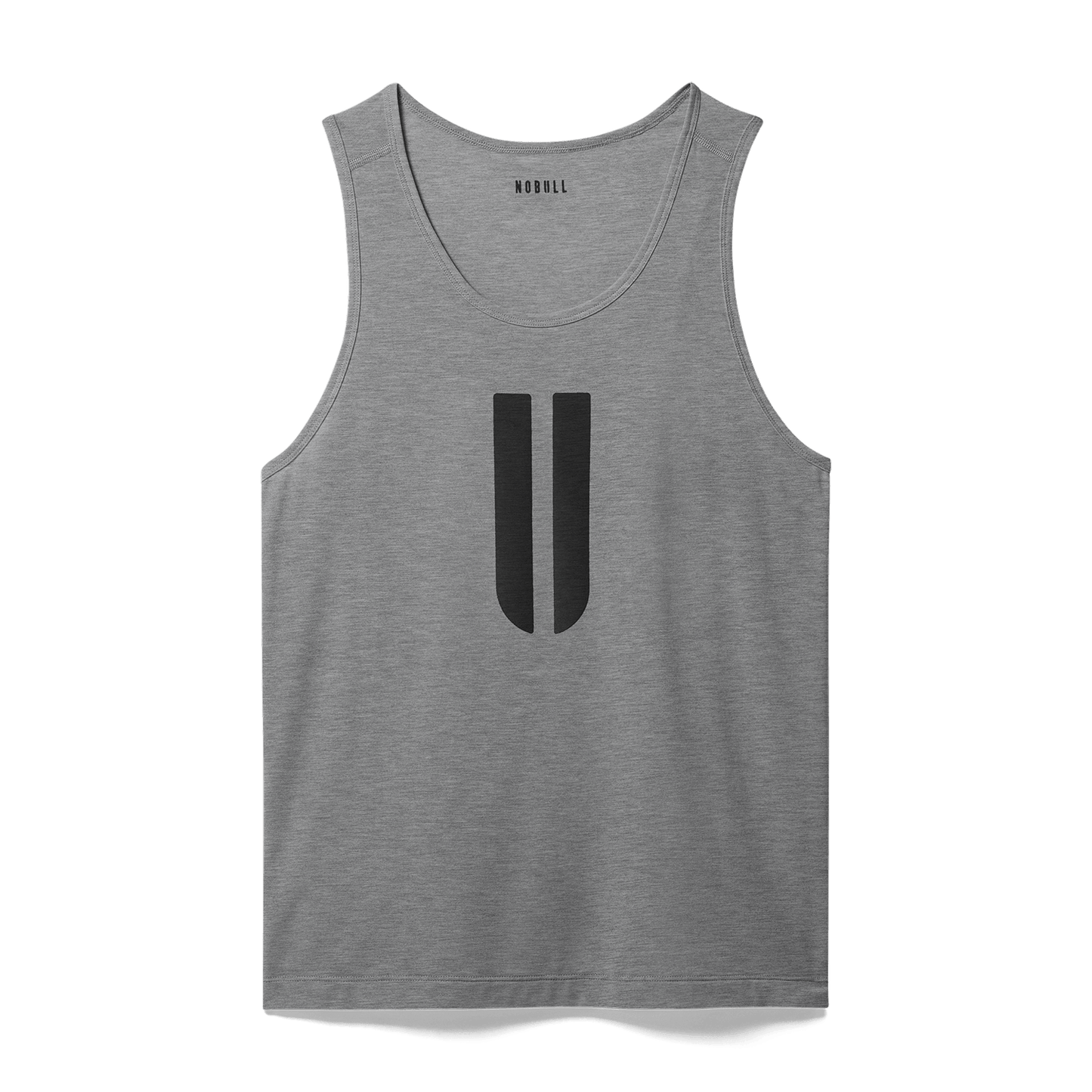 Men's Heather Grey U Tank Flat Lay Angle.