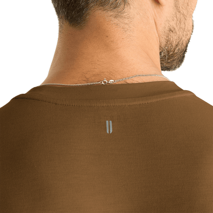 Men's Dark Tan U Tee Detail Angle.