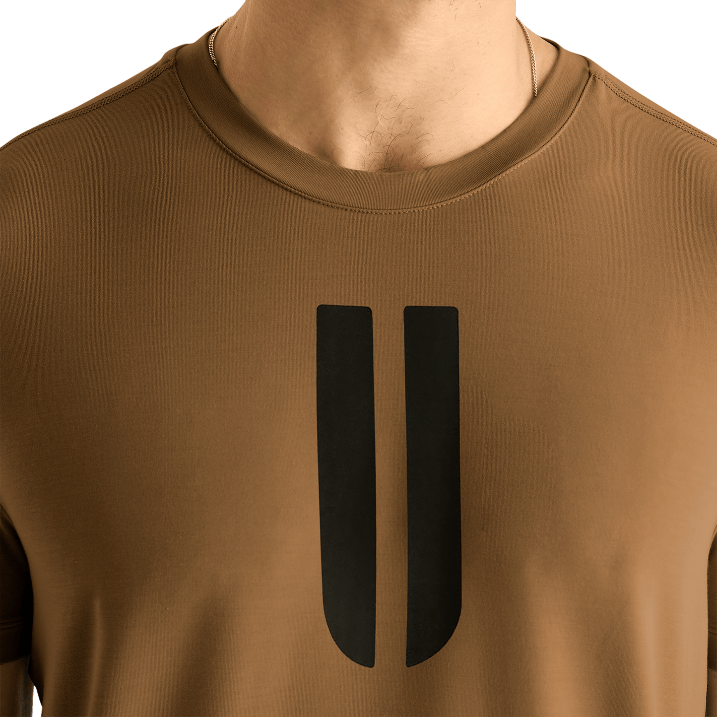 Men's Dark Tan U Tee Detail Angle.