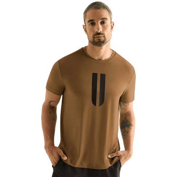 Men's Dark Tan U Tee Front Angle.