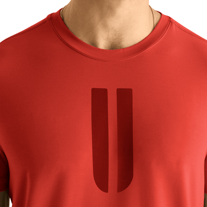 Men's Crimson U Tee Detail Angle.