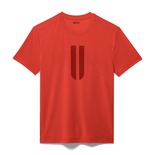Men's Crimson U Tee Flat Lay Angle.