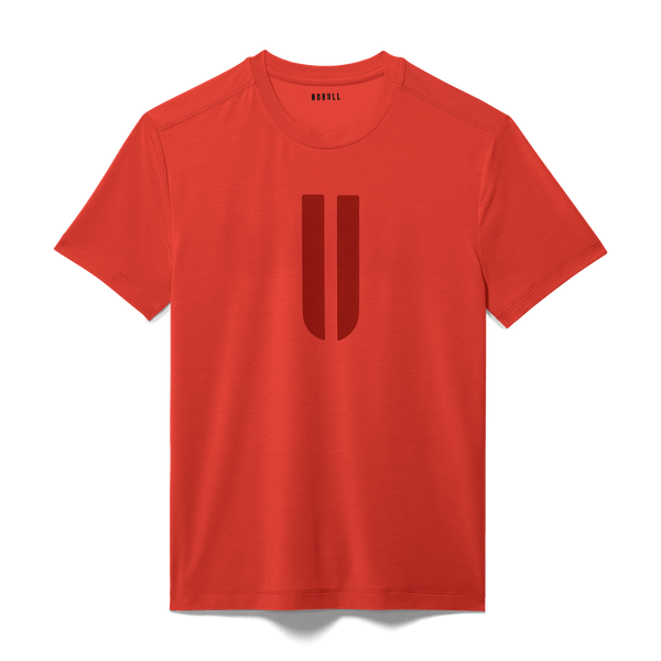 Men's Crimson U Tee Flat Lay Angle.