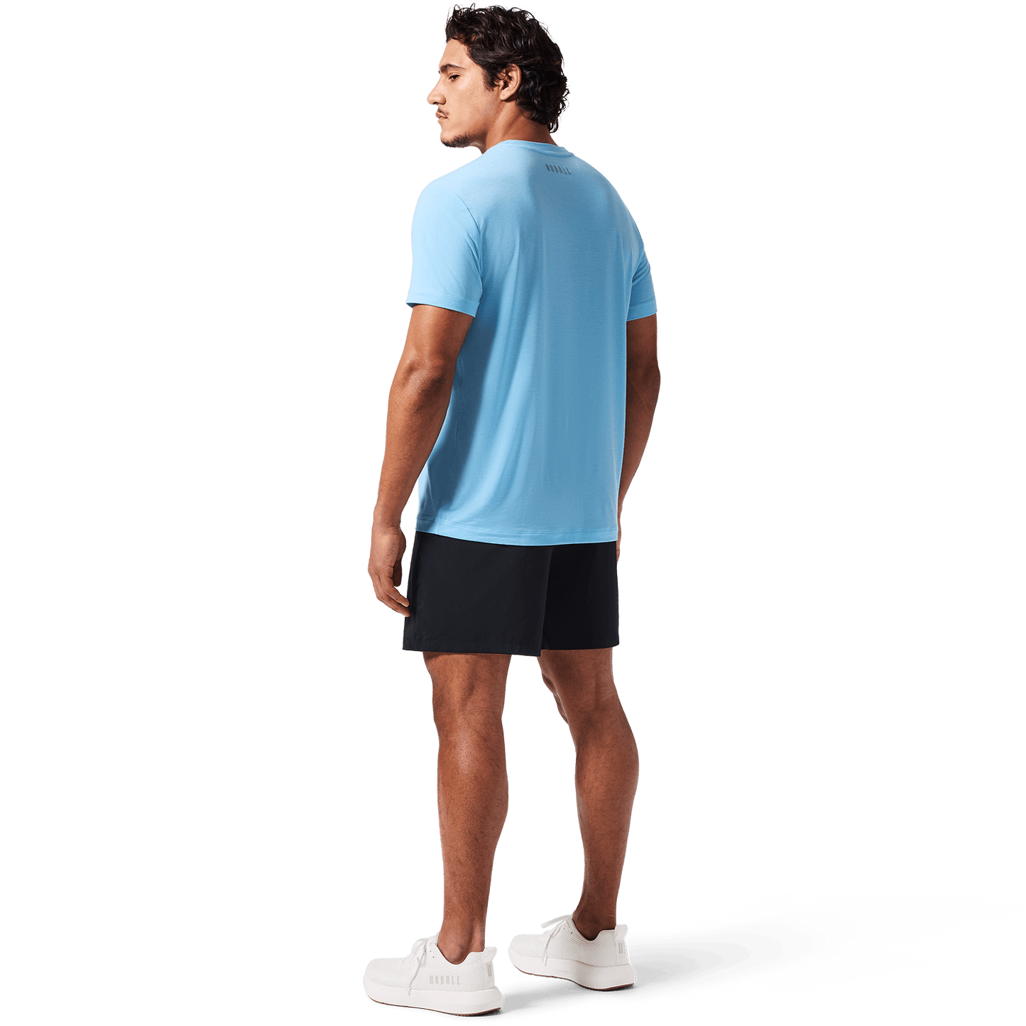 Men's Alaskan Blue U Tee Back On Body Angle.